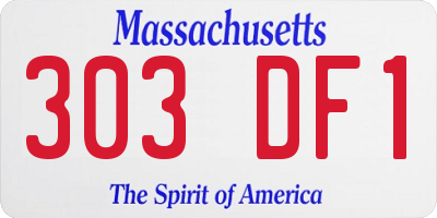 MA license plate 303DF1