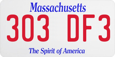 MA license plate 303DF3