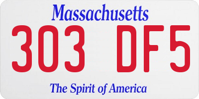 MA license plate 303DF5