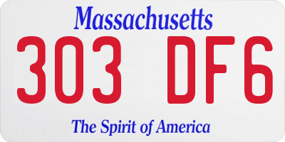 MA license plate 303DF6