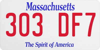 MA license plate 303DF7