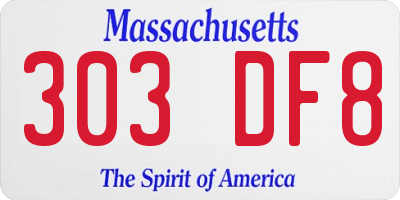 MA license plate 303DF8