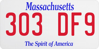 MA license plate 303DF9