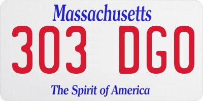 MA license plate 303DG0