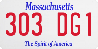 MA license plate 303DG1