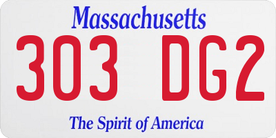 MA license plate 303DG2