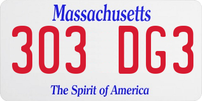 MA license plate 303DG3