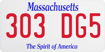 MA license plate 303DG5