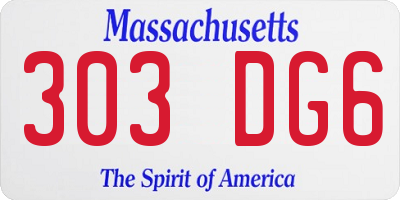 MA license plate 303DG6