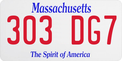 MA license plate 303DG7