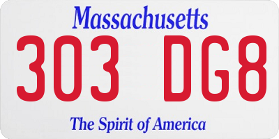 MA license plate 303DG8
