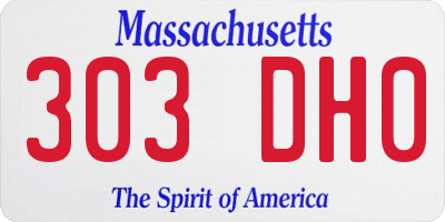 MA license plate 303DH0