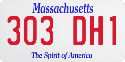 MA license plate 303DH1