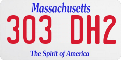 MA license plate 303DH2