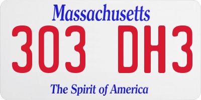 MA license plate 303DH3