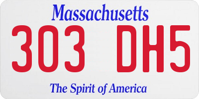 MA license plate 303DH5