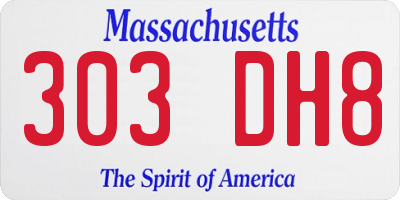 MA license plate 303DH8