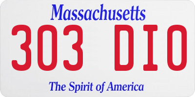 MA license plate 303DI0