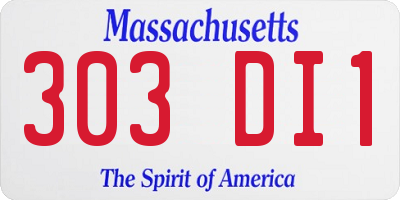 MA license plate 303DI1