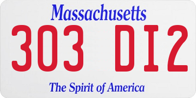 MA license plate 303DI2