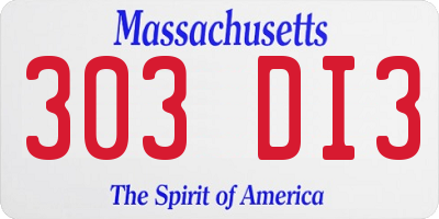 MA license plate 303DI3