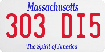 MA license plate 303DI5