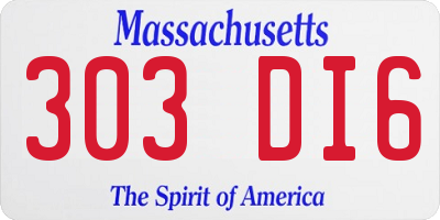 MA license plate 303DI6