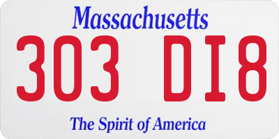 MA license plate 303DI8