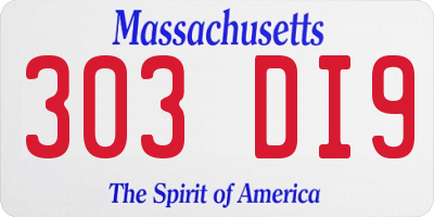 MA license plate 303DI9