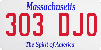 MA license plate 303DJ0