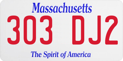 MA license plate 303DJ2