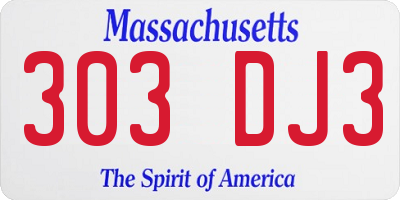 MA license plate 303DJ3
