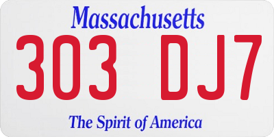 MA license plate 303DJ7