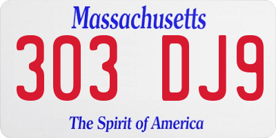 MA license plate 303DJ9