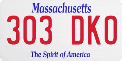 MA license plate 303DK0