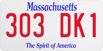 MA license plate 303DK1