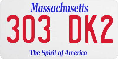 MA license plate 303DK2