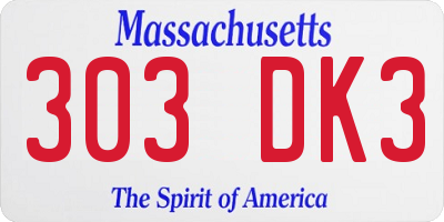 MA license plate 303DK3