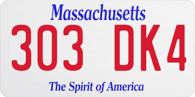 MA license plate 303DK4