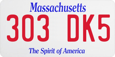 MA license plate 303DK5