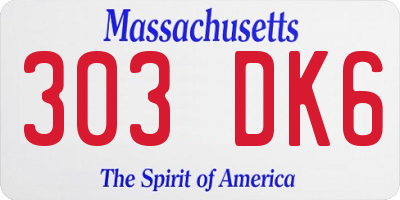 MA license plate 303DK6