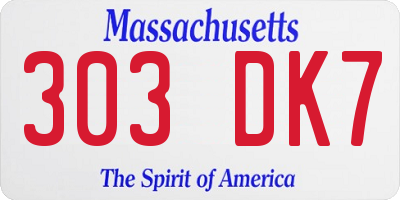 MA license plate 303DK7