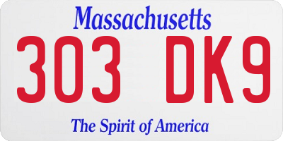 MA license plate 303DK9