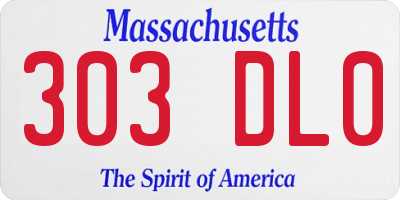 MA license plate 303DL0