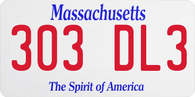 MA license plate 303DL3