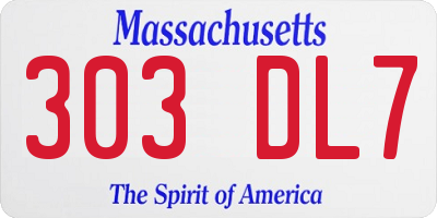 MA license plate 303DL7