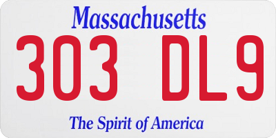 MA license plate 303DL9