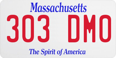 MA license plate 303DM0