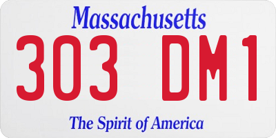 MA license plate 303DM1