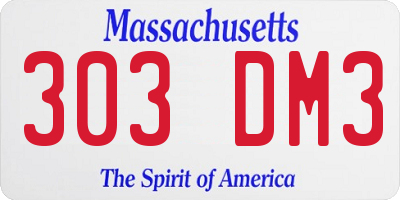 MA license plate 303DM3